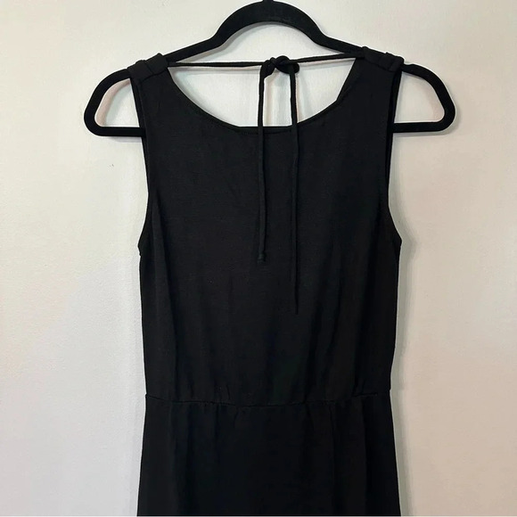 Lanston Women’s Black Sleeveless Side Slit Drape Tie Back Maxi Dress Size XS NWT - Picture 3 of 9